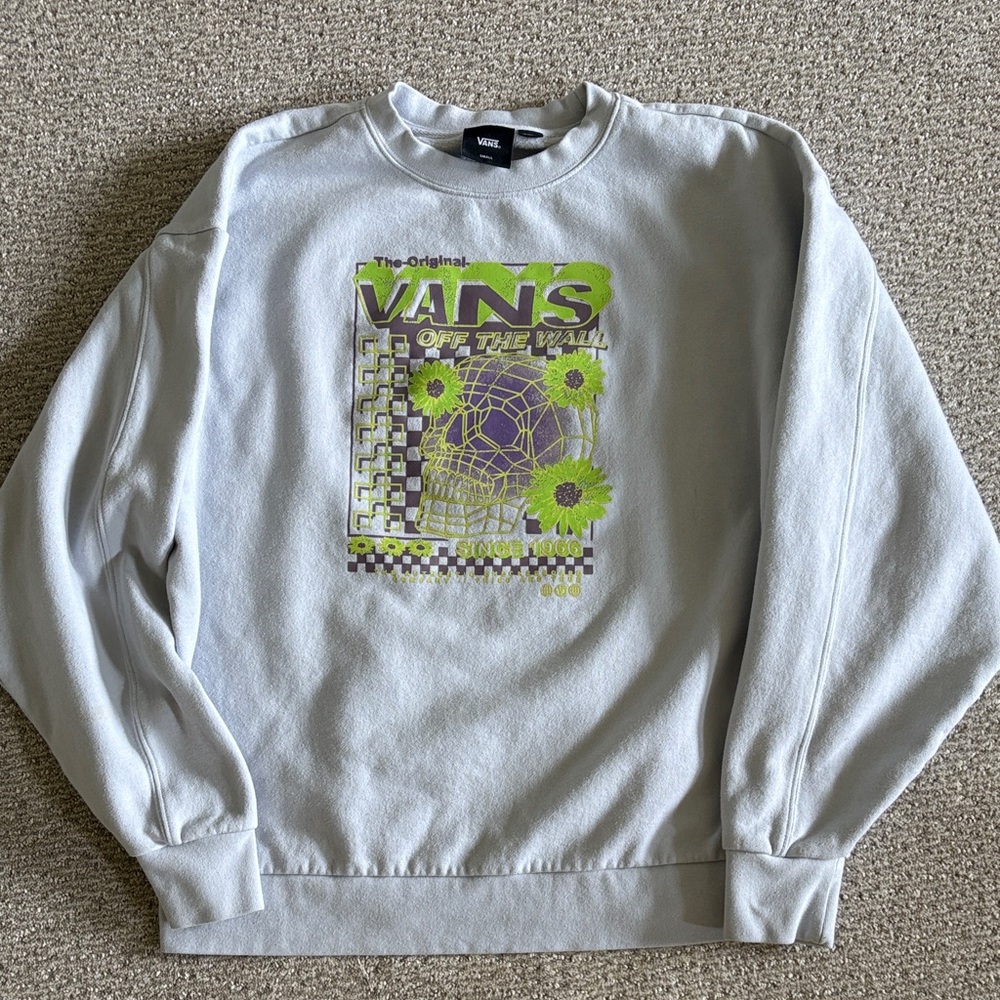 Vans Off The Wall Gray Sweatshirt with Green Accents